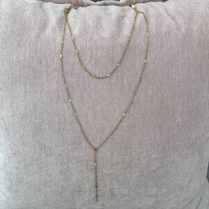 Gold Plated Dainty Y-Shaped Drop Chain Necklace